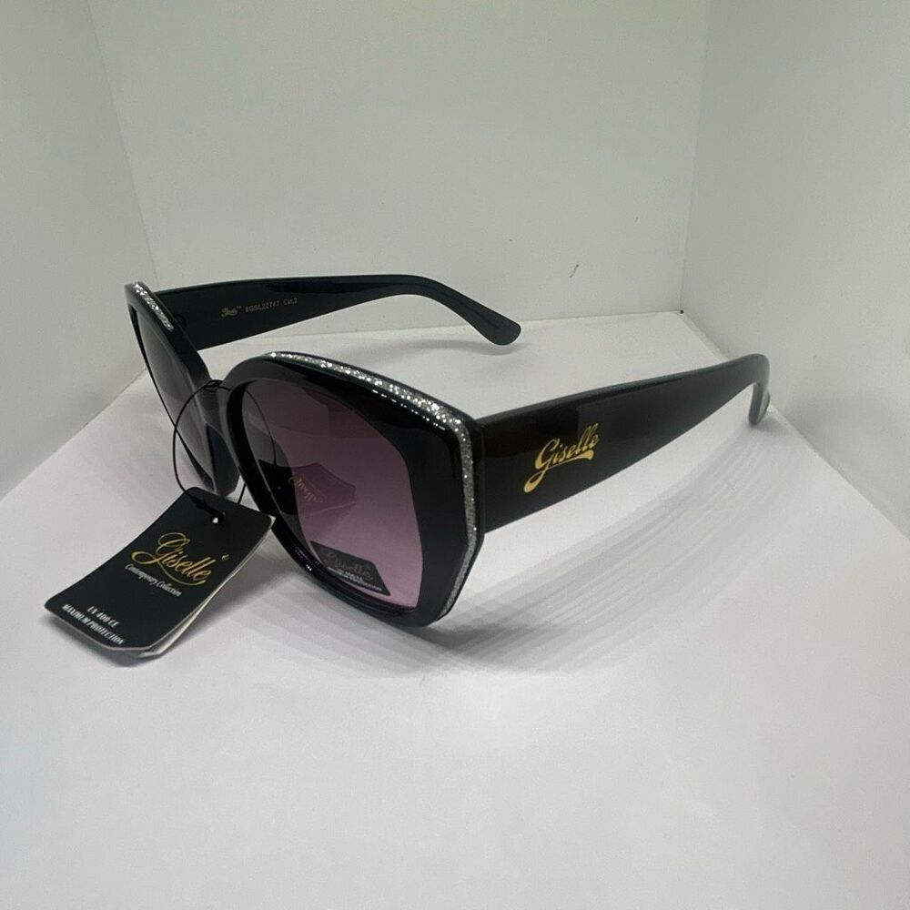 Giselle Oversized Glam Sunglasses UV400 Rhinestone Accent NWT